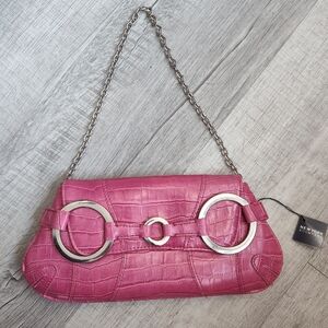 New York & Company Pink Croc-Embossed Mini Bag